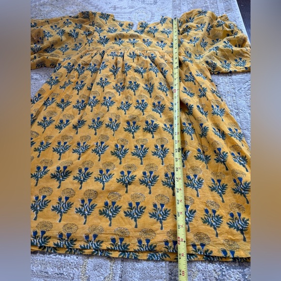 Emerson Fry Basalie Dress Floral India Collection Yellow Marigold Mini Cotton M - Picture 9 of 11